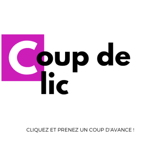 Logo Agence Coup de Clic Rose et noir accompagné d'un slogan